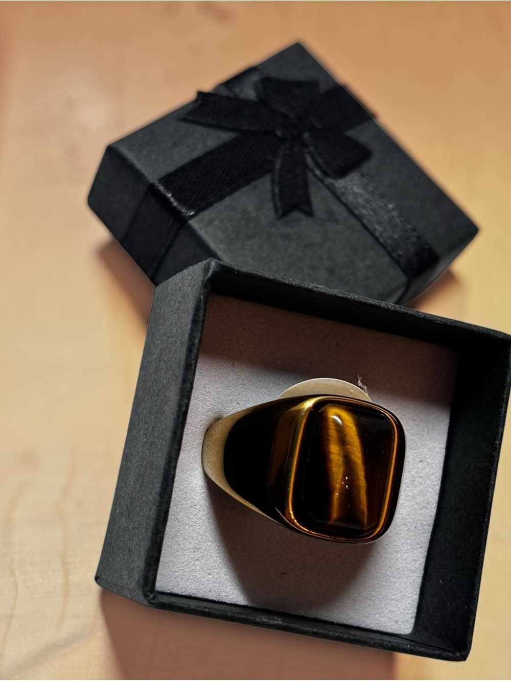 New Men's Gold 316L Stainless Steel Tiger's Eye Ring 8 9 10